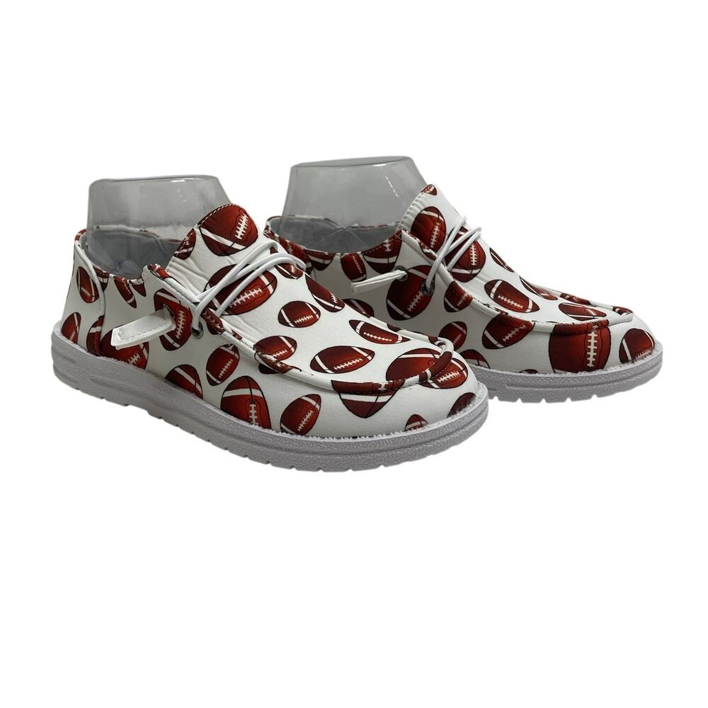 Unbranded Slip On White Shoe Football Graphic All Over Print Eu 37 US‎ 6.5 New